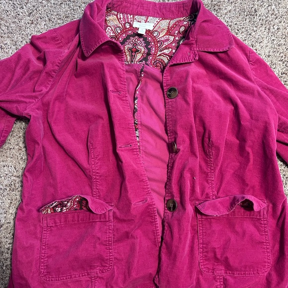 Women’s Charter Club Pink Corduroy Button Up Jacket - Picture 2 of 4